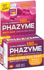 Phazyme Ultra Strength Gas & Bloating Relief, Simethicone 180 mg, 48 Fast Gels