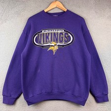 Vintage Minnesota Vikings Crewneck Sweatshirt Logo Athletic Purple Large