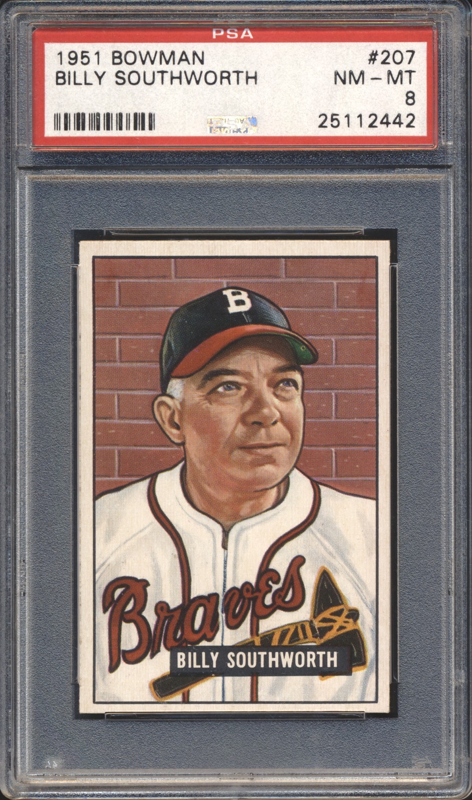 1951 Bowman Baseball Billy Southworth ROOKIE #207 PSA 8 BRAVES (PSA SET BREAK)