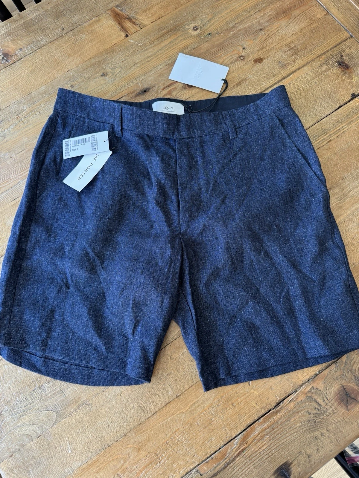 Mr P. Linen Navy Blue Shorts Size 34