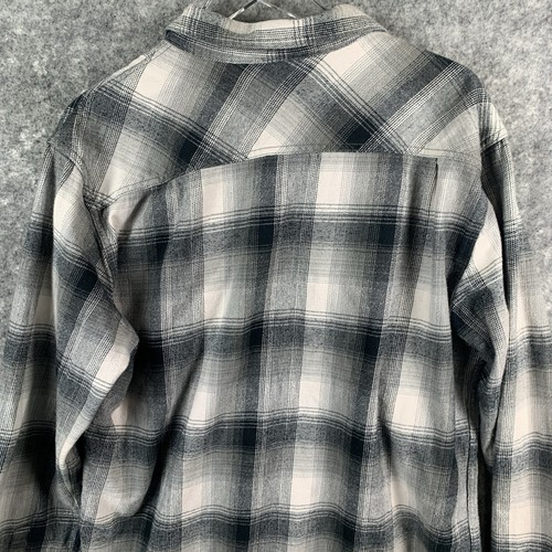 RVCA Mens Plaid Shirt Extra Large Gray Flannel Long Sleeve with Pockets - Picture 10 of 12