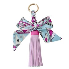 QTMY Silk Ribbon Bow Tassel Bag Pendant Charm Keyring Keychain for Women Purs...