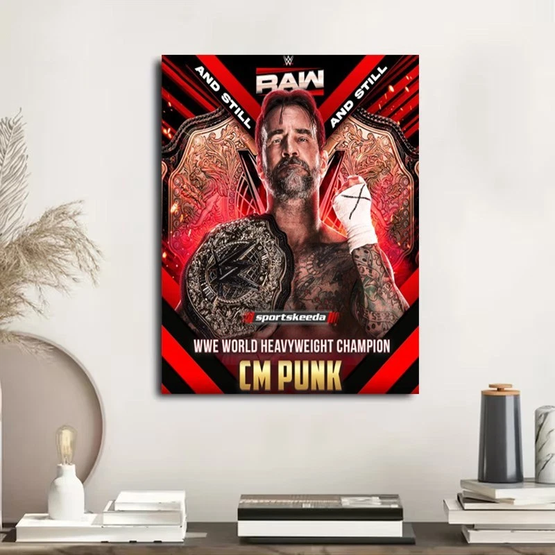 CM Punk Wrestling Entertainment World Heavyweight Champion Poster 2025
