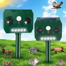 Solar Animal Repellent Ultrasonic Animal Repeller Outdoor with Strobe Light &...