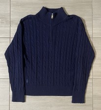 Polo Ralph Lauren Cable Knit 1/4 Zip Sweater Quarter Navy Pony Logo Men  s Medium