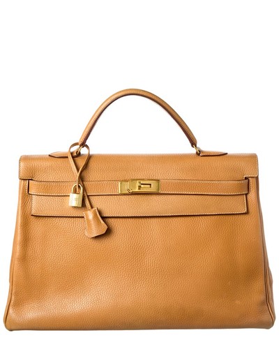 Hermès Naturelle Ardennes Leather Ardennes Kelly Retourne 40 (Authentic