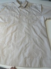 Bohio Men Soft 100 Linen Guayabera Shirt -Natural Traditional 4 Pocket XXL