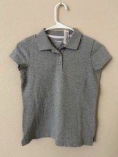 OLD NAVY Girl School Uniform Polo Shirt NWT Short Sleeve Gray Sz 10-12 Lg READ