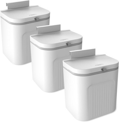 3 Pack 1.12 Gallon Kitchen Garbage Bin for Counter  or Under Sink, Stick on the