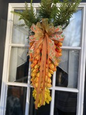Artificial Tulip Swag Door Decoration Orange Yellow Green Spring Seasonal