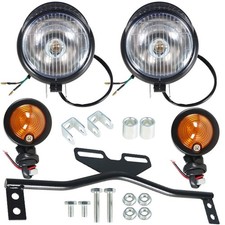 Black Motorcycle Passing Driving Spot Fog Light Turn Signal Lights Set