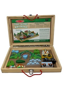 Melissa & Doug Take-Along Railroad Wooden Train Set - Sold As Is / Incomplete