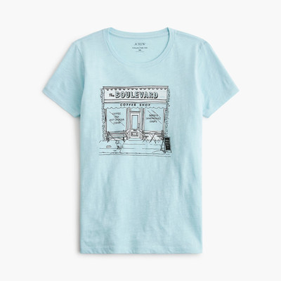 J. Crew  Women's  Collector Tee Size M, L ''Coffee Shop  Blue 100% cotton NWT
