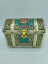 Embossed Tin Chest Coat of Arms Western Germany Trunk Box Trinket Green