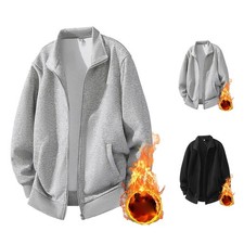 Giacca uomo casual sportiva con colletto stand e zip intera nero grigio