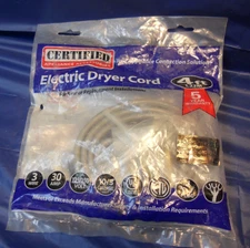 Certified Appliance Accessories, 4', 125/250V,  90-1010,  Dryer Cord 30-Amp