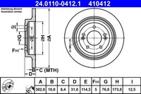 2X Bremsscheibe ATE 24.0110-0412.1 FüR Hyundai Tucson TL TLE Ix35 LM EL ELH SUV