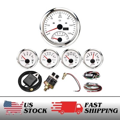 RT ACE 5 Gauge Set 2in1 Speedometer Tacho 120MPH 8000RPM Indicator Light Marine