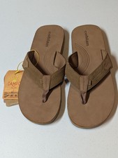 Cobian Lazo CAMPO DEL SOL Mens Size 9 Tan Leather Flip-Flops Sandals New NWT