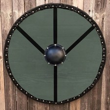 24 Inch Viking Shield Battle Ready Wooden Shield Heavy Metal Designer Hand Paint
