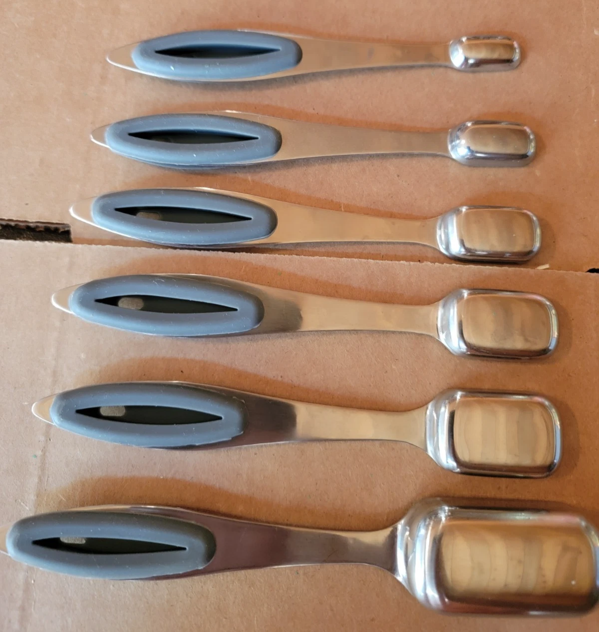 Stainless Steel Measuring Spoons Set of 6 with Rectangular Metal Spoons