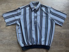 Vtg D'Accord Shirt Blue Striped Lightweight Size Lg Made in USA Pullover Pocket