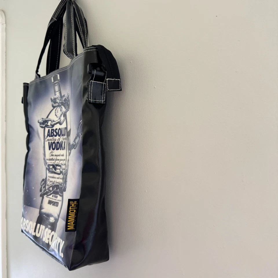 VTG 90s Mammoth 818 ABSOLUT SECURITY Ad Print Tote Bag Absolute Vodka Advert Y2K - Image 4 of 4