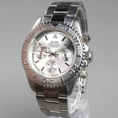 ELGIN Vintage Chronograph Diver FK-1120N-SL Men's 41mm Watch New