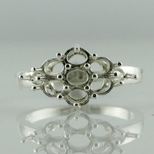 925 Sterling Silver 3mm Round Semi Mount Cluster Ring For Wedding Ring