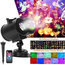 Halloween Christmas 64 Patterns Indoor Outdoor LED Moving Laser Projector Light