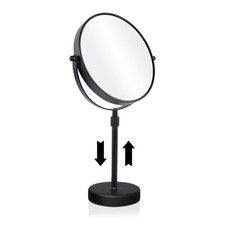 19 Inch Tall Makeup Mirror 10X Magnification 8 Inch Tabletop Pedestal Black