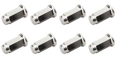 8 PK ITP ALUG15BXb05f-4bc8e6-8X Flat Base Chrome Lug Nut 10mm x 1.25mm Thread