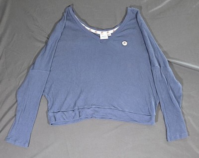 Aldi Blue Ribbed Long Sleeve Crop Top Women's XXL