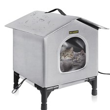 Cat House for Indoor and Outdoor Cats in Winter, Waterproof, Fully Medium Gray