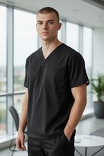 Dickies Unisex Black V-Neck Scrub Top With Pocket