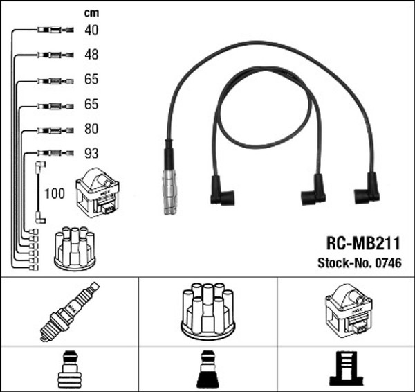 ZüNdleitungssatz NGK 0746 FüR Mercedes Klasse 190 W463 C124 W201 S124 R129 SL-image