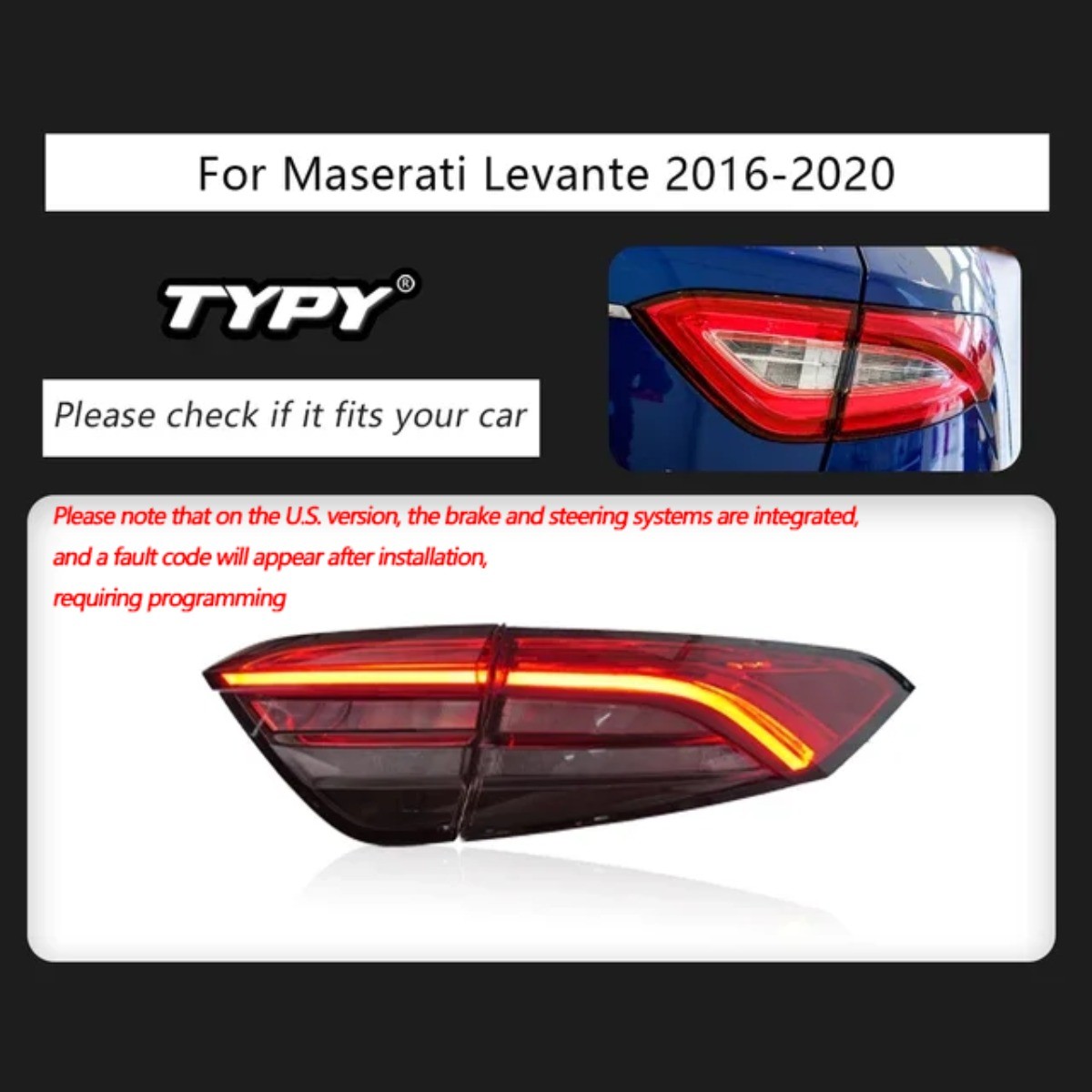 Taillights For Maserati Levante 2016-20 Tail Lamp Upgrade To 2022 LED Rear Light