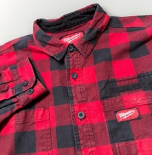 Milwaukee Flannel Shirt Mens XL Red Buffalo Plaid Gridiron Heavyweight Workwear