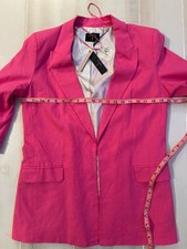 Tahari pink roll tab sleeve Blazer Linen Women's Size M NWT