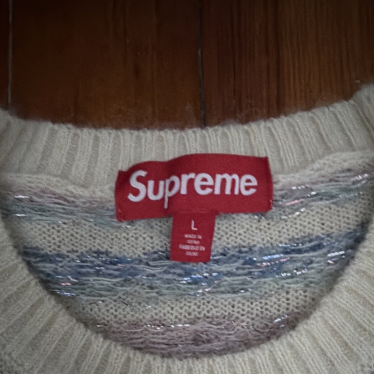 Supreme Floral Knit Pullover Sweater Ivory Blue Pink Crew Neck