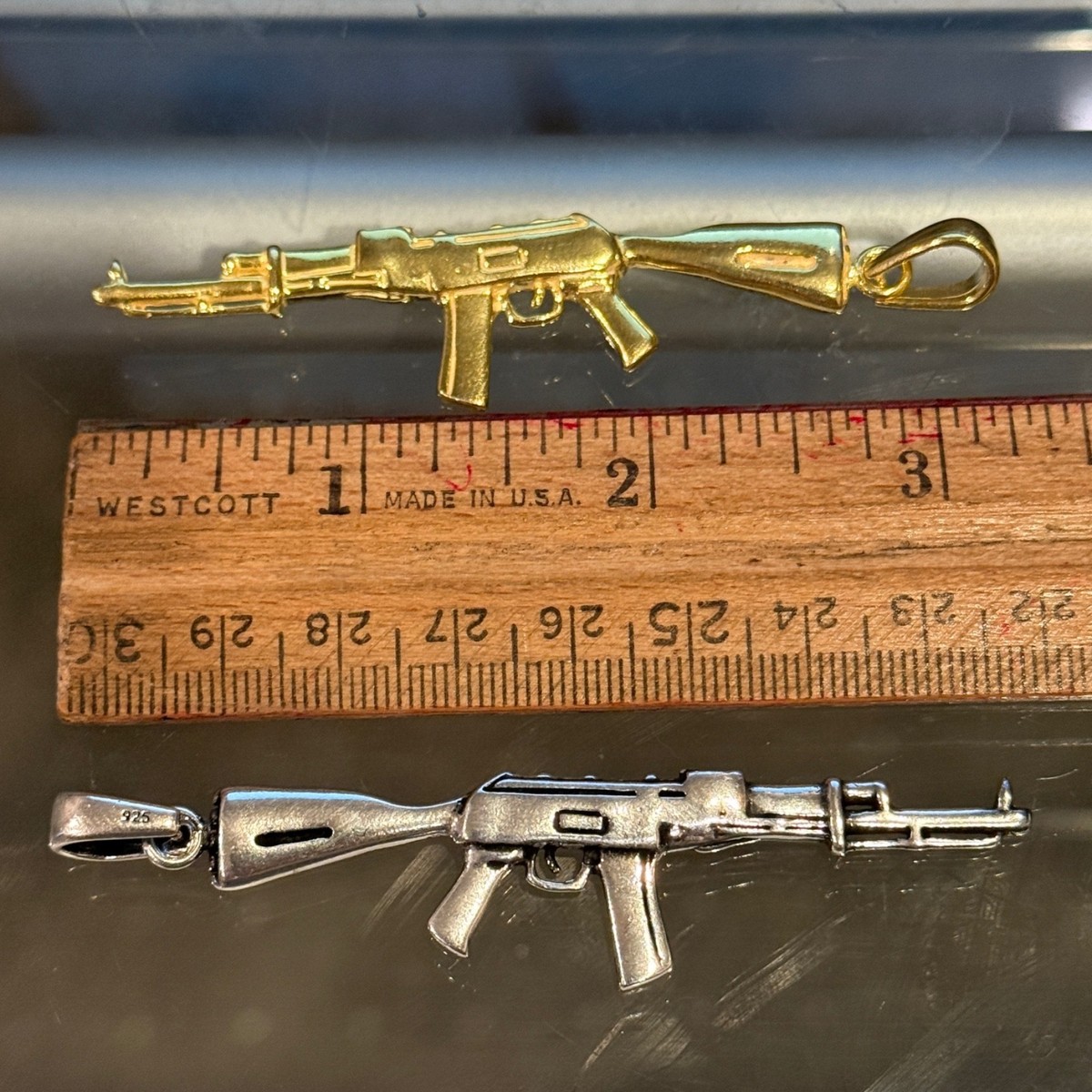 14k Gold Plated or 925 Sterling Silver Oxidized AK47 Big Gun 14k Gold Plated or 925 Sterling Silver Oxidized AK47 Big Gun