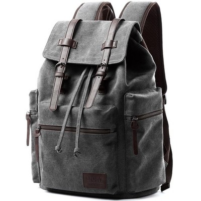 MOYYI Vintage Canvas Backpack for Men, Grey Retro Backpack Fit 15.6 inch Lapt...