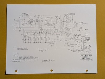 Vtg 1970s Fender 300 Watt Guitar & Bass Amplifier Schematic - 012109 - 70s Amp