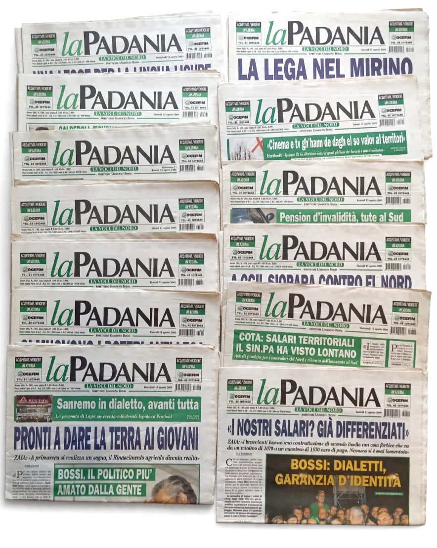 La Padania Agosto 2009 Lotto 14 Giornali 11-26 Bossi Lega Nord Storici Originali