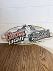 VTG Coors Light Coors Original Mountains Embossed Metal Tin Tacker Hanging Sign