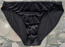 NEW Victoria Secret Velvet Imprinted VS Logo Bikini Panty - Black - XL