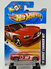 Hot Wheels HW Main Street 2011 Dodge Charger R/T Red/White 1:64 Diecast W/Case