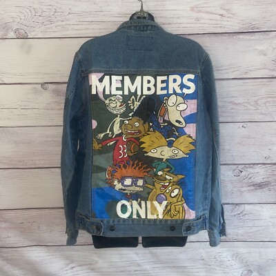 Nickelodeon Womens Denim Jacket S Rugrats Catdog Hey Arnold Ren & Stimpy Members