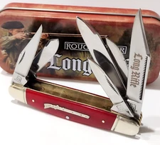 Rough Rider Red Bone Handle 6 Blade Stockman Camping Folding Pocket Knife EDC