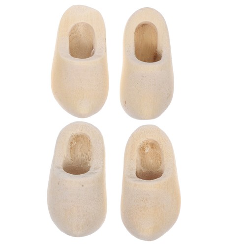 2 Pairs Wooden Shoe Keychain Shoes Accessories Dollhouse Woman Mini Craft Decor - Picture 3 of 12